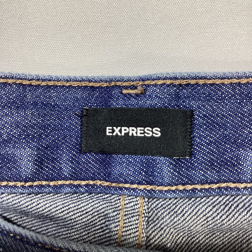 Express Wide Leg High Rise Rígid Blue Denim Jeans - Picture 7 of 15